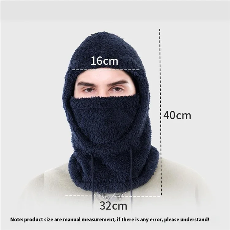 40 x 32cm Winter Neck Gaiter Hood Balaclava Snood with Adjustable Drawstring - Black