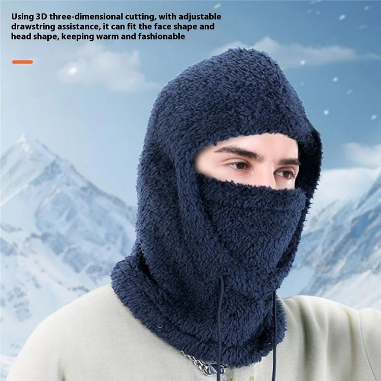 40 x 32cm Winter Neck Gaiter Hood Balaclava Snood with Adjustable Drawstring - Black