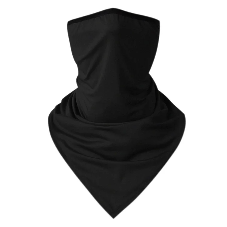 Winter Motorcycle Bike Cycling Windproof Face Mask Ear Hanging Warm Triangle Neck Gaiter - Black