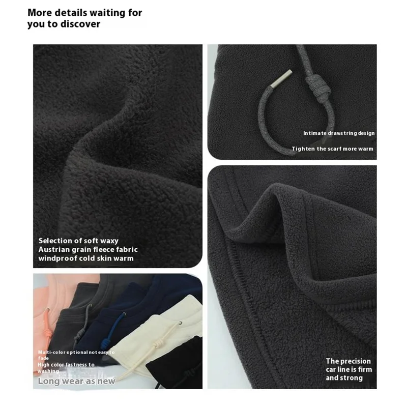 QQWO Winter Fleece Balaclava Thermal Face Mask Outdoor Cycling Skiing Fishing Neck Warmer Hood - Navy Blue