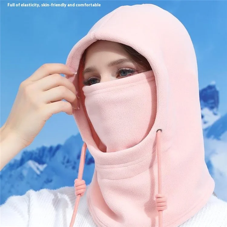 QQWO Winter Fleece Balaclava Thermal Face Mask Outdoor Cycling Skiing Fishing Neck Warmer Hood - Pink