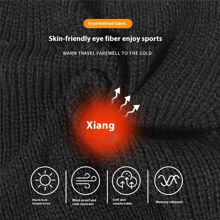 Winter Knitted Beanie Cap Windproof Thermal Face Mask Balaclava for Outdoor Cycling / Skiing - Black