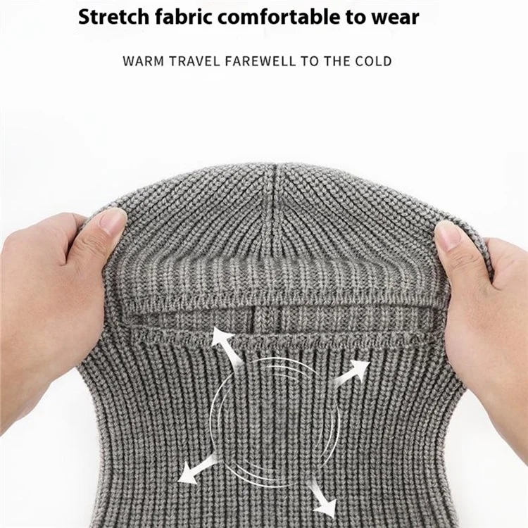 Winter Knitted Beanie Cap Windproof Thermal Face Mask Balaclava for Outdoor Cycling / Skiing - Black
