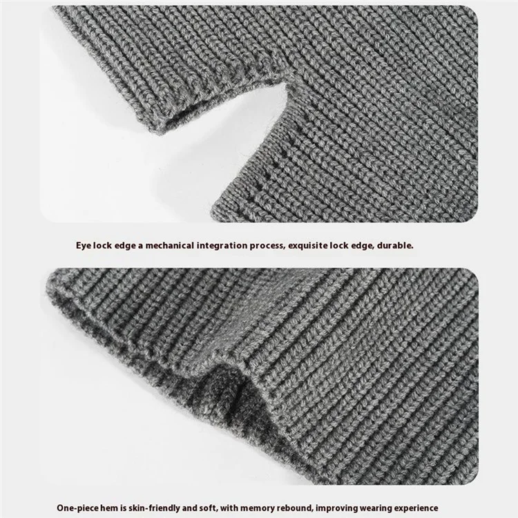 Winter Knitted Beanie Cap Windproof Thermal Face Mask Balaclava for Outdoor Cycling / Skiing - Black
