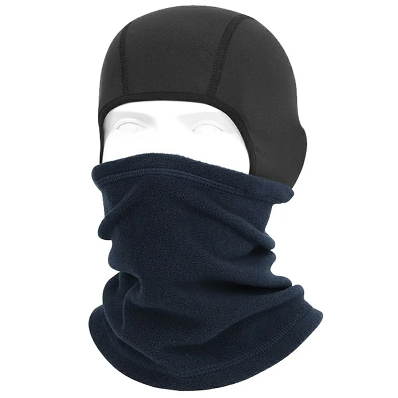 Winter Cycling Balaclava Outdoor Sports Windproof Face Mask Polar Fleece Thermal Neck Warmer - Navy Blue
