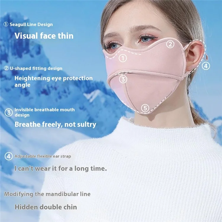 Maschera facciale invernale da donna in pile caldo 3D, antivento, per attività all'aperto - Rosa