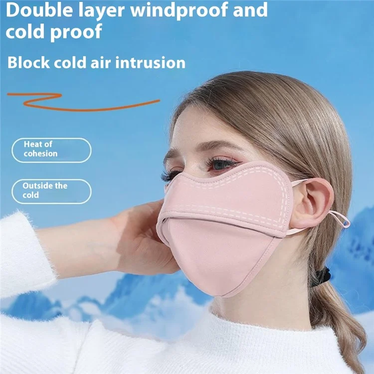 Maschera facciale invernale da donna in pile caldo 3D, antivento, per attività all'aperto - Rosa