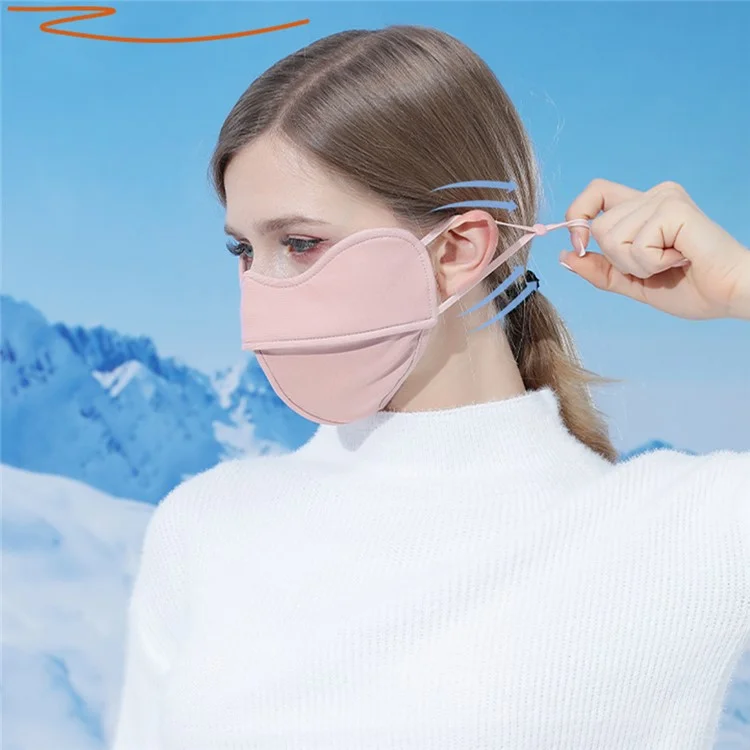 Maschera facciale invernale da donna in pile caldo 3D, antivento, per attività all'aperto - Rosa