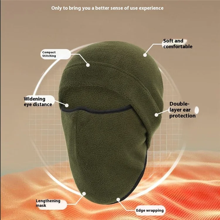 Winter Polar Fleece Balaclava Face Mask Windproof Thermal Hood for Cycling Hiking Skiing - Army Green