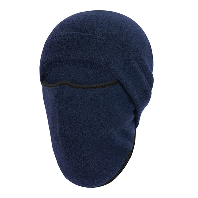Winter Polar Fleece Balaclava Face Mask Windproof Thermal Hood for Cycling Hiking Skiing - Navy Blue