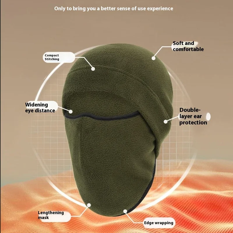Winter Polar Fleece Balaclava Face Mask Windproof Thermal Hood for Cycling Hiking Skiing - Navy Blue