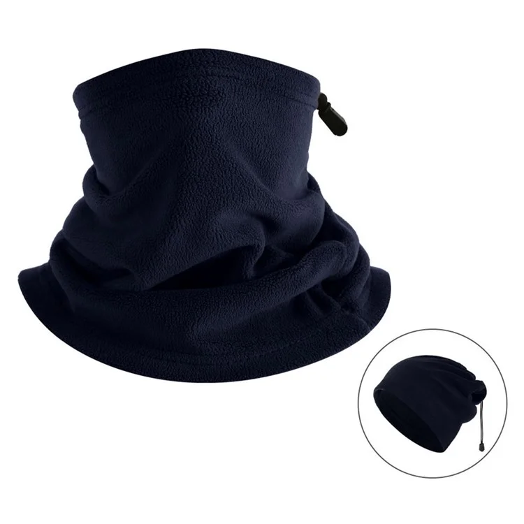Fleece Neck Gaiter Face Mask Unisex Windproof Outdoor Sports Cycling Winter Neck Warmer - Navy Blue