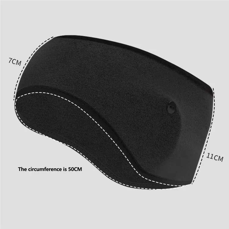 Winter Outdoor Sports Windproof Thermal Fleece Ear Warmer Headband with Button - Black
