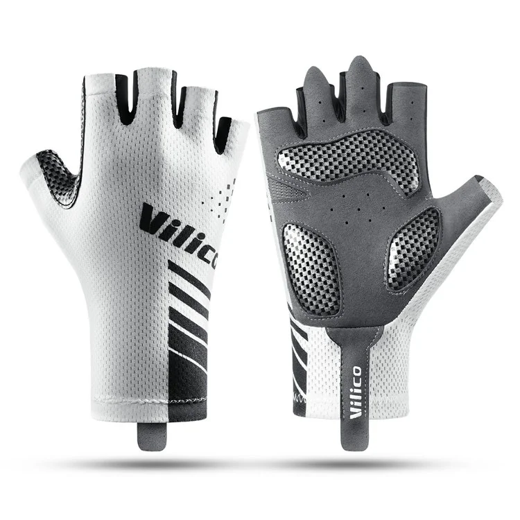 A0132 1 Paire de Gants de Cyclisme Mi-Doigts Écran Tactile Antidérapants pour Activités de Plein Air / Vélo / Pêche, Blanc XL