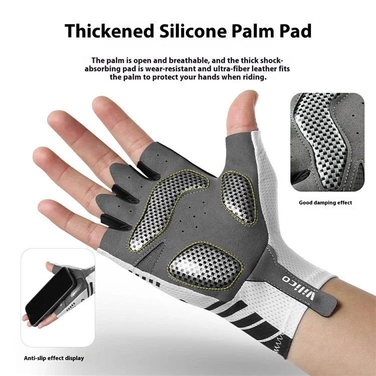 A0132 1 Paire de Gants de Cyclisme Mi-Doigts Écran Tactile Antidérapants pour Activités de Plein Air / Vélo / Pêche, Blanc XL