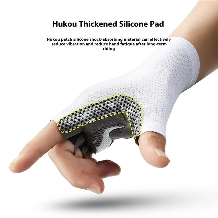 A0132 1 Paire de Gants de Cyclisme Mi-Doigts Écran Tactile Antidérapants pour Activités de Plein Air / Vélo / Pêche, Blanc XL