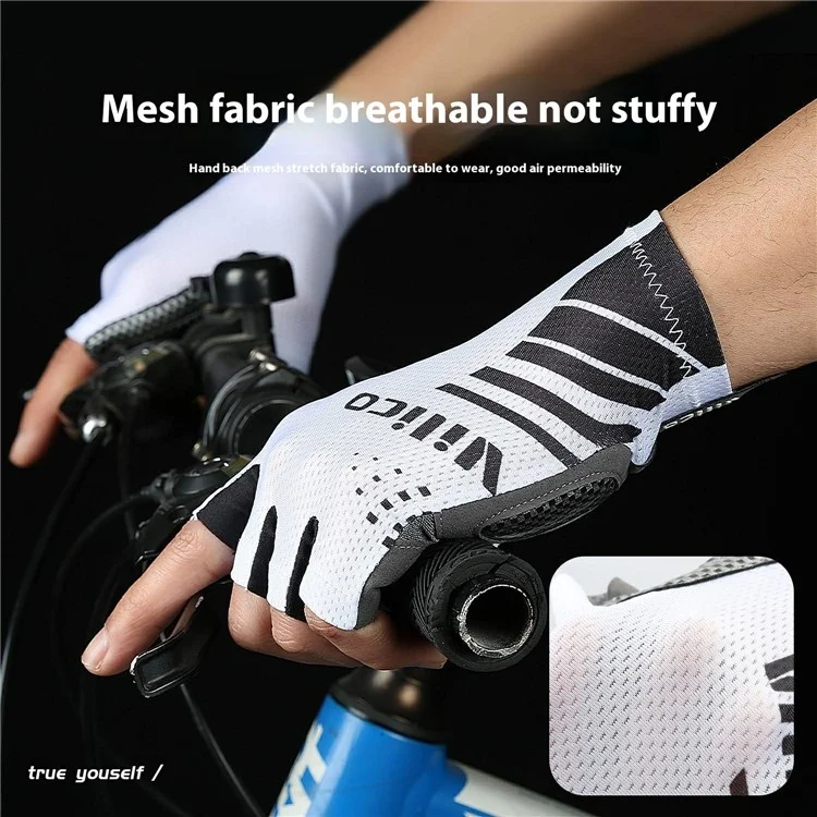 A0132 1 Paire de Gants de Cyclisme Mi-Doigts Écran Tactile Antidérapants pour Activités de Plein Air / Vélo / Pêche, Blanc XL