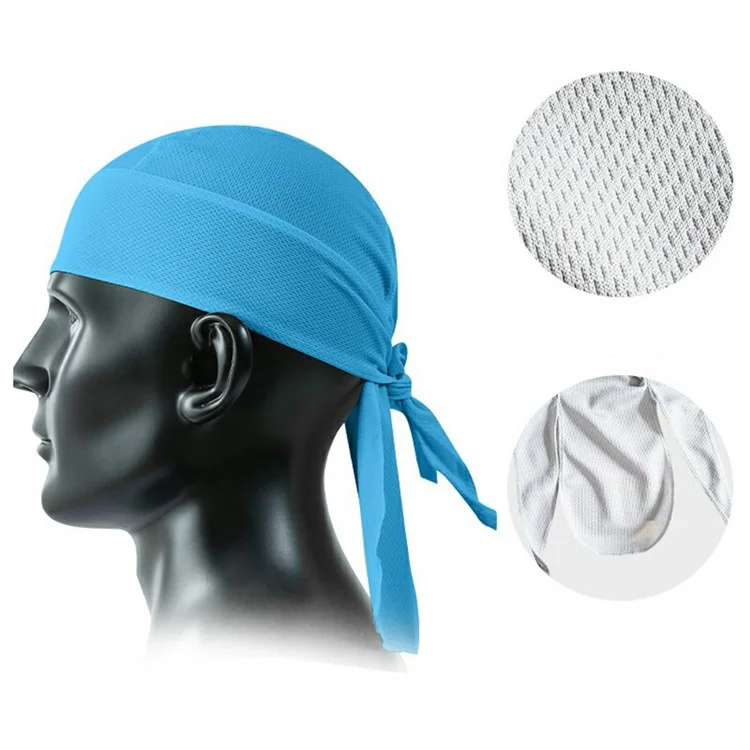 Summer Cycling Cap Helmet Liner Mesh Bandana Sports Hat Breathable Quick Dry Headwear for Outdoor - Sky Blue