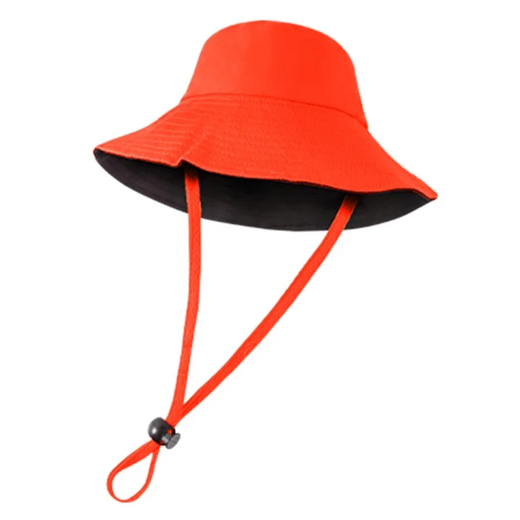 Chapeau de soleil pliable d'extérieur avec maille respirante et large bord, pour pêche et voyage, avec cordon anti-vent - Orange Rouge+Noir
