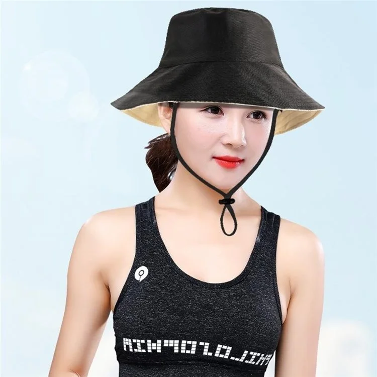 Chapeau de soleil pliable d'extérieur avec maille respirante et large bord, pour pêche et voyage, avec cordon anti-vent - Orange Rouge+Noir