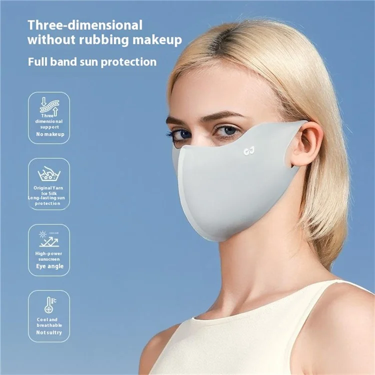 GOLOVEJOY XKZ62 Masque de protection solaire rafraîchissant d'été Respirant Couvre-visage 3D complet pour l'extérieur - Gris arctique