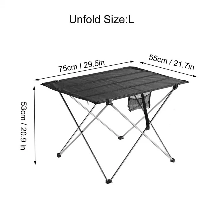 Size L 75x55x53cm Portable Camping Table Outdoor BBQ Picnic Beach Aluminum Alloy Oxford Cloth Folding Desk