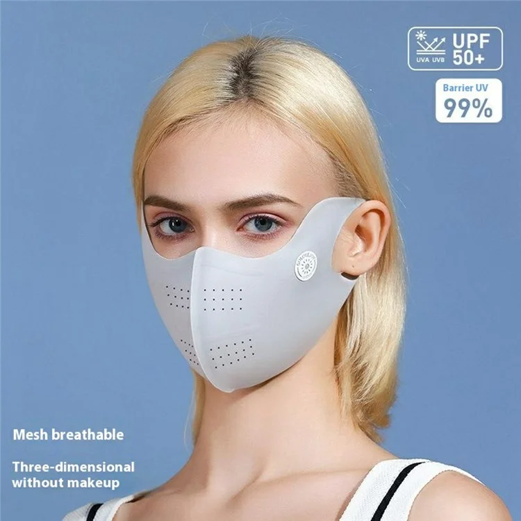 GOLOVEJOY XKZ58 Masque facial respirant d'extérieur Protection UV Été Couvre-visage 3D Taille L - Gris clair