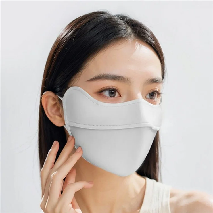 GOLOVEJOY XKZ67 Ice Silk Summer Sun Protection Face Mask for Outdoor Cycling Breathable Face Cover - Light Grey