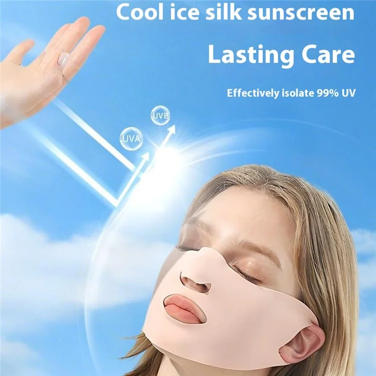 Masque facial 3D JLBSKZ Protection solaire d'été Respirant Couvre-visage en soie glacée pour activités extérieures - Noir