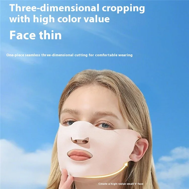 Masque facial 3D JLBSKZ Protection solaire d'été Respirant Couvre-visage en soie glacée pour activités extérieures - Noir