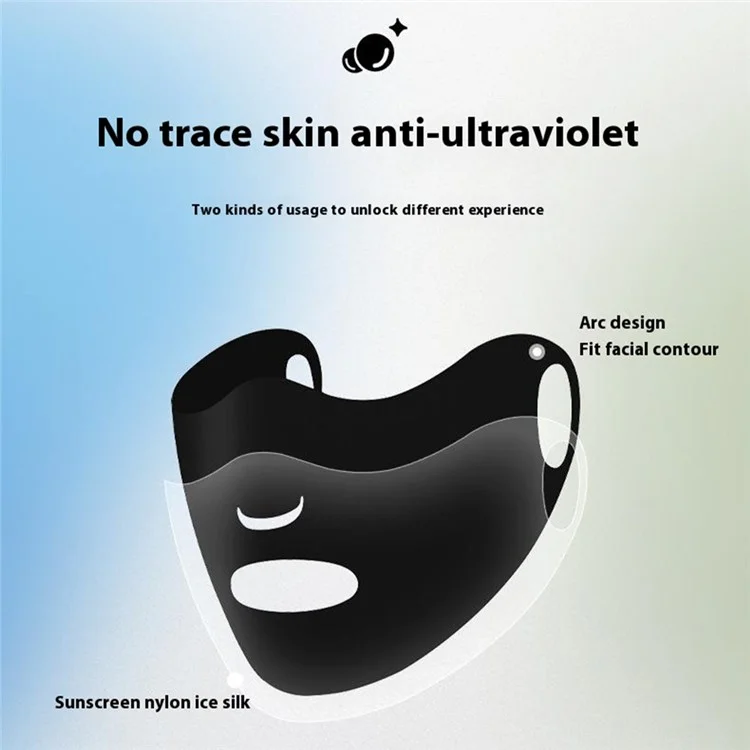 Masque facial 3D JLBSKZ Protection solaire d'été Respirant Couvre-visage en soie glacée pour activités extérieures - Noir