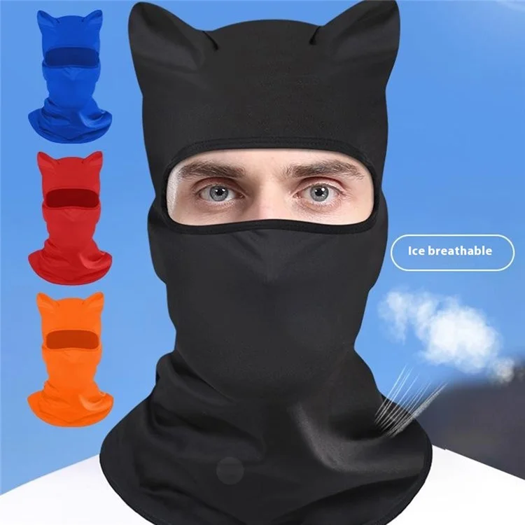 Masque de protection UV avec couvre-nuque pour moto et vélo - Cagoule respirante avec oreilles de chat amusantes - Violet foncé