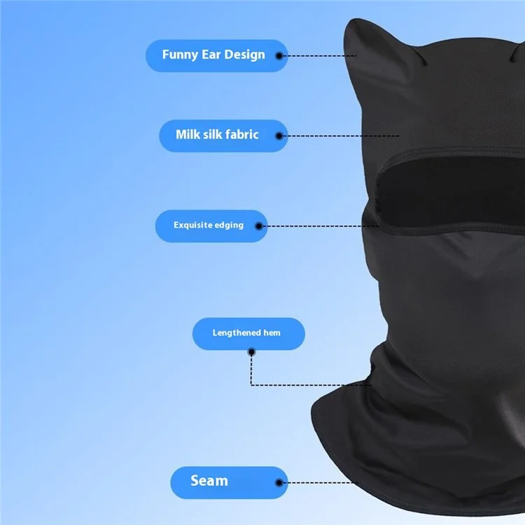 Masque de protection UV avec couvre-nuque pour moto et vélo - Cagoule respirante avec oreilles de chat amusantes - Violet foncé