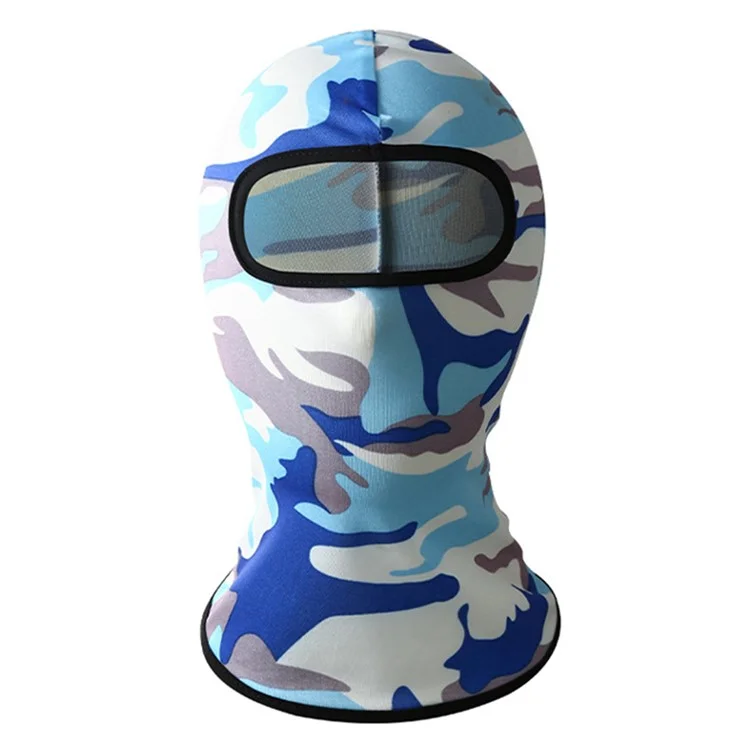 Summer Breathable Ice Silk Kids Sun Protection Cycling Face Mask High Elasticity Motorcycle Balaclava - Camouflage Sky Blue