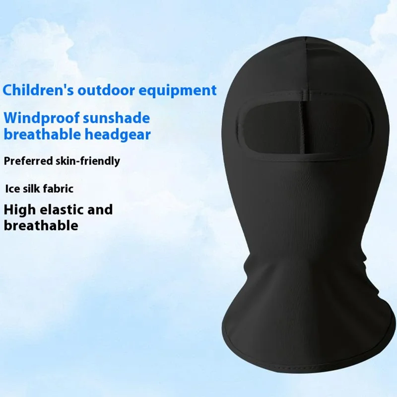 Summer Breathable Ice Silk Kids Sun Protection Cycling Face Mask High Elasticity Motorcycle Balaclava - Sky Blue