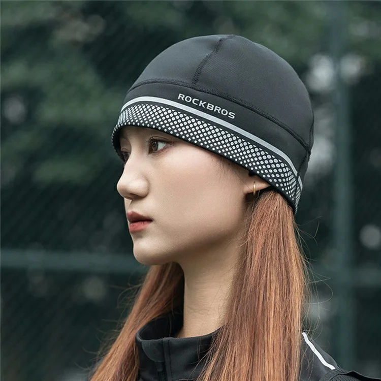 ROCKBROS Winter Cycling Cap Ear Warmer Headcover Outdoor Sports Windproof Fleece Bike Hat - Black