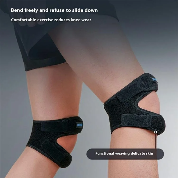 GOUNOD HJ126 1 Pièce Bandage de Genou de Sport avec Support de Rotule Absorbant les Chocs pour Course à Pied / Basketball / Fitness - Noir
