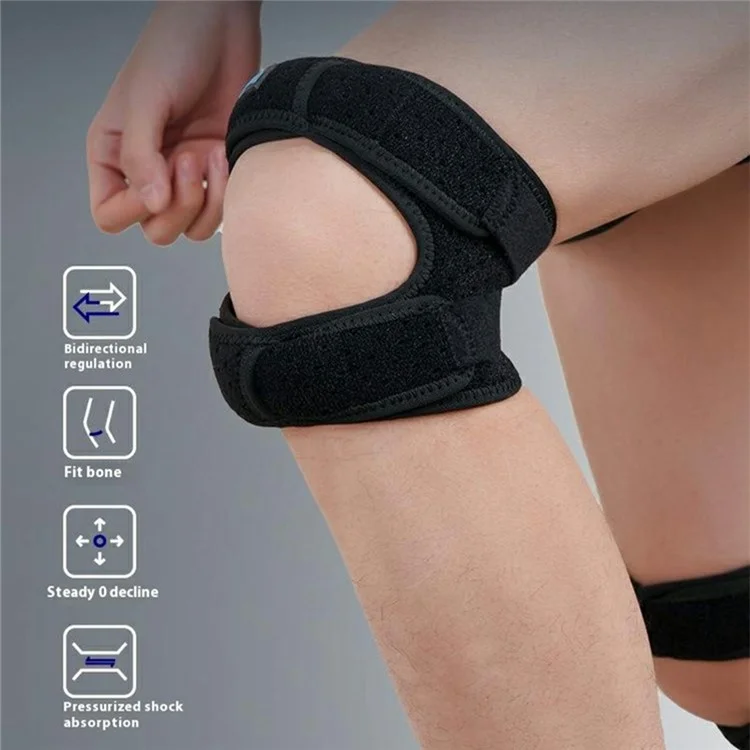 GOUNOD HJ126 1 Pièce Bandage de Genou de Sport avec Support de Rotule Absorbant les Chocs pour Course à Pied / Basketball / Fitness - Noir