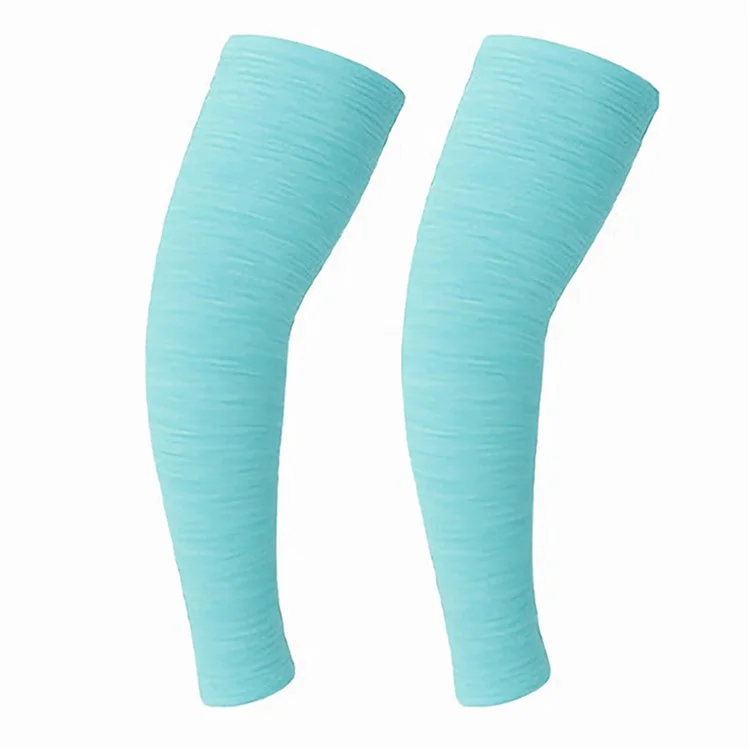 JLXT 1 Pair Summer Cooling Arm Sleeves for Cycling Running UV Protection Ice Silk Anti Slip Arm Guard - Lake Green