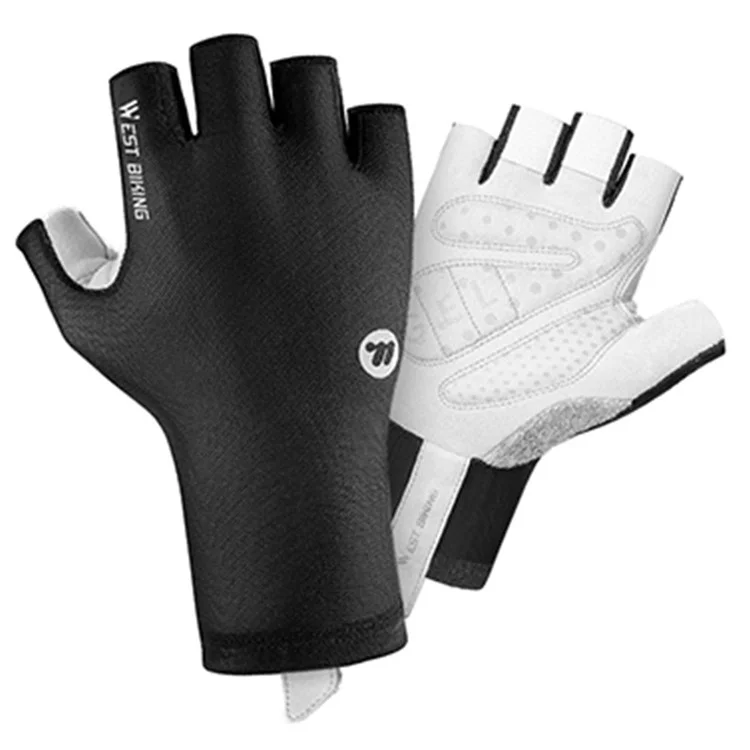 Luvas de Ciclismo WEST BIKING YP0211265 Absorção de Impacto - Meio Dedo Respirável Antiderrapante para Bicicleta de Estrada e Montanha - Preto Tamanho M