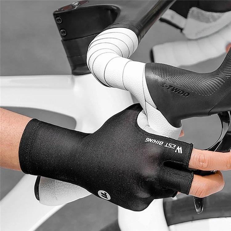 Luvas de Ciclismo WEST BIKING YP0211265 Absorção de Impacto - Meio Dedo Respirável Antiderrapante para Bicicleta de Estrada e Montanha - Preto Tamanho M