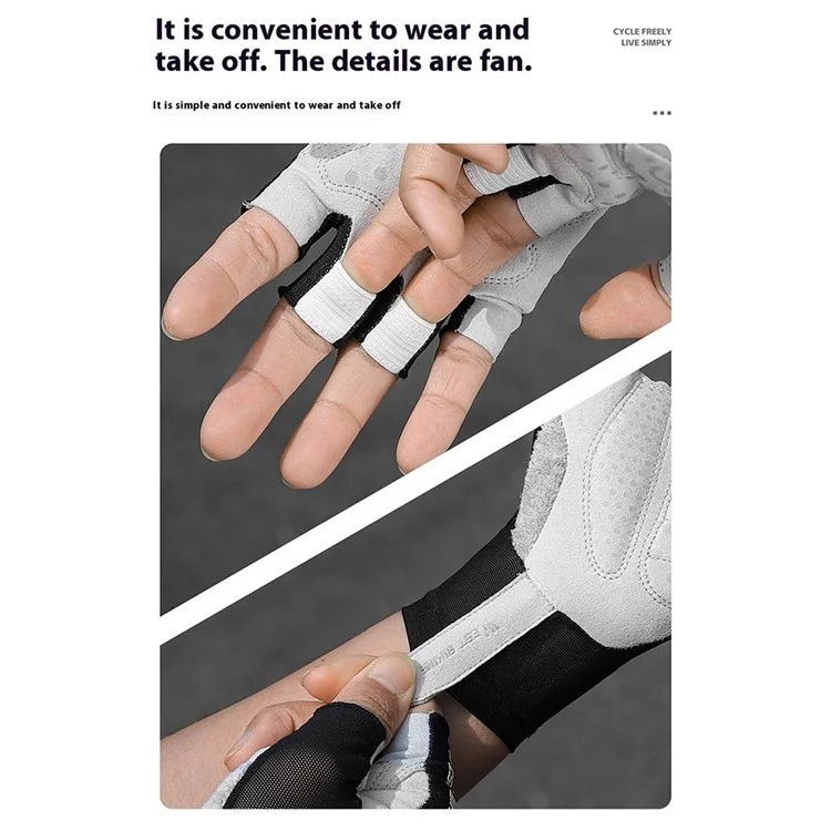 WEST BIKING YP0211265 Shock Absorbing Cycling Gloves Breathable Half Finger Anti Slip Mittens for Road Mountain Bike - White M