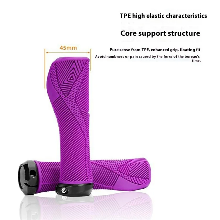 ENLEE E22145 1 Pair Mountain Bike Handlebar Grips Anti Slip Shock Absorbing Bicycle Handle Cover - Purple