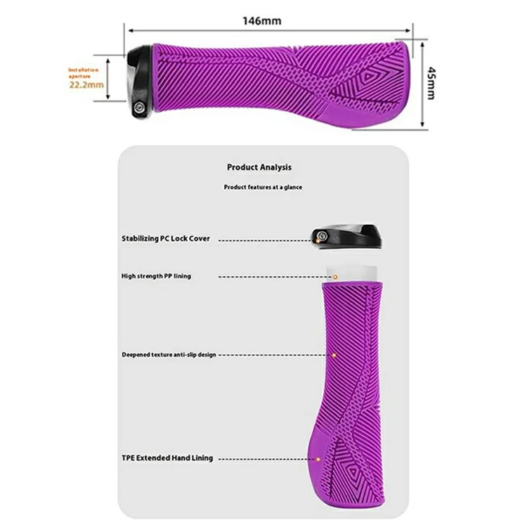 ENLEE E22145 1 Pair Mountain Bike Handlebar Grips Anti Slip Shock Absorbing Bicycle Handle Cover - Pink