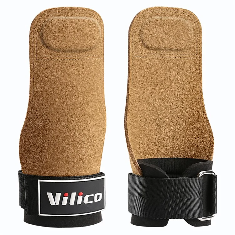 VILICO A0138 1 Paire de gants d'haltérophilie Protecteur anti-dérapant de la paume Entraînement de la force Prise d'exercice Pull Up - Brun