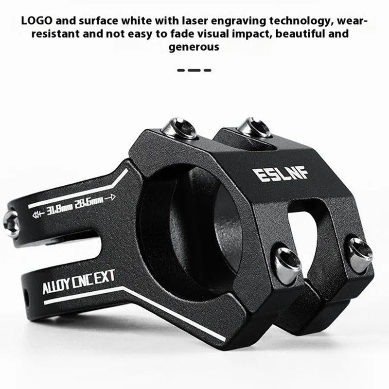 ESLNF 09DV0003 Bicycle Stem Aluminum Alloy CNC Hollow Short Handlebar Stem for Mountain Bike - Black