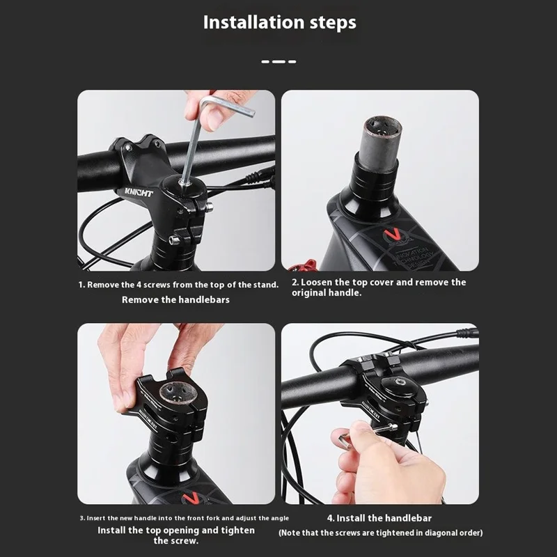 ESLNF 09DV0003 Bicycle Stem Aluminum Alloy CNC Hollow Short Handlebar Stem for Mountain Bike - Black