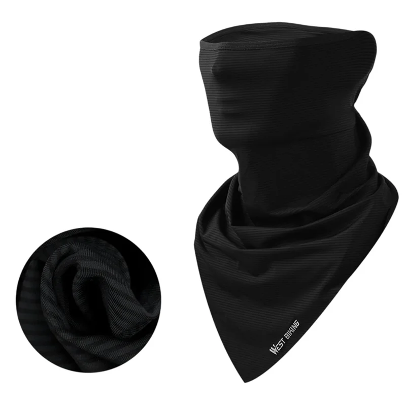 WEST BIKING Bandana de Pescoço Listrada Máscara Facial Protetora Cobertura Bandanas de Seda de Gelo Proteção Solar Lenço Mágico para Cabeça - Preto