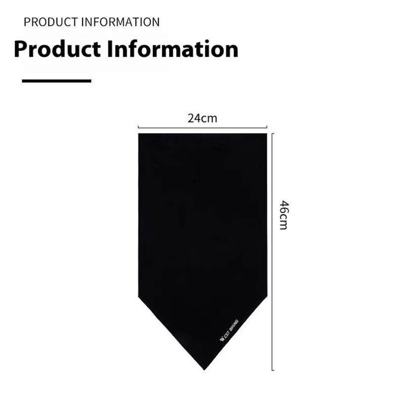 WEST BIKING Bandana de Pescoço Listrada Máscara Facial Protetora Cobertura Bandanas de Seda de Gelo Proteção Solar Lenço Mágico para Cabeça - Preto