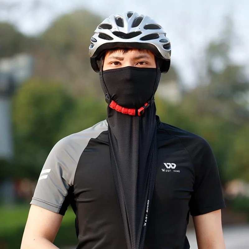 WEST BIKING Bandana de Pescoço Listrada Máscara Facial Protetora Cobertura Bandanas de Seda de Gelo Proteção Solar Lenço Mágico para Cabeça - Preto